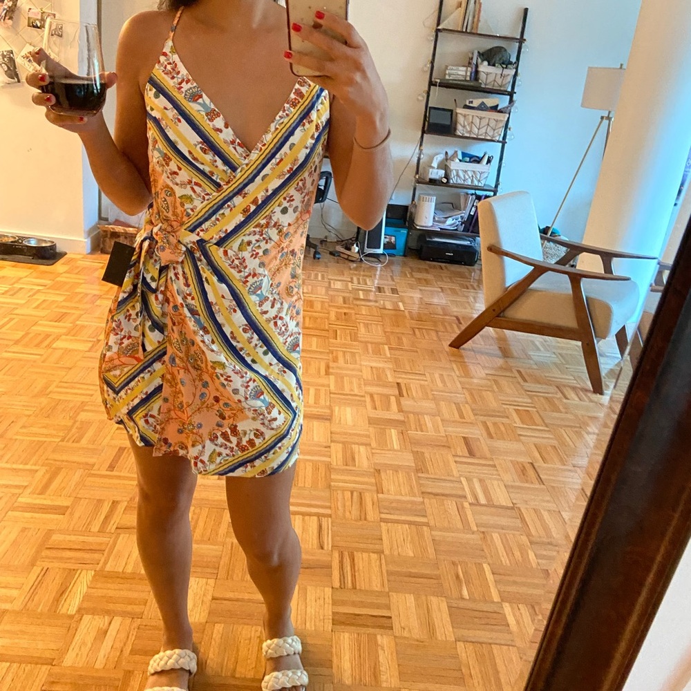 Lulu's Floral Mini Dress with Yellow and Blue Accents